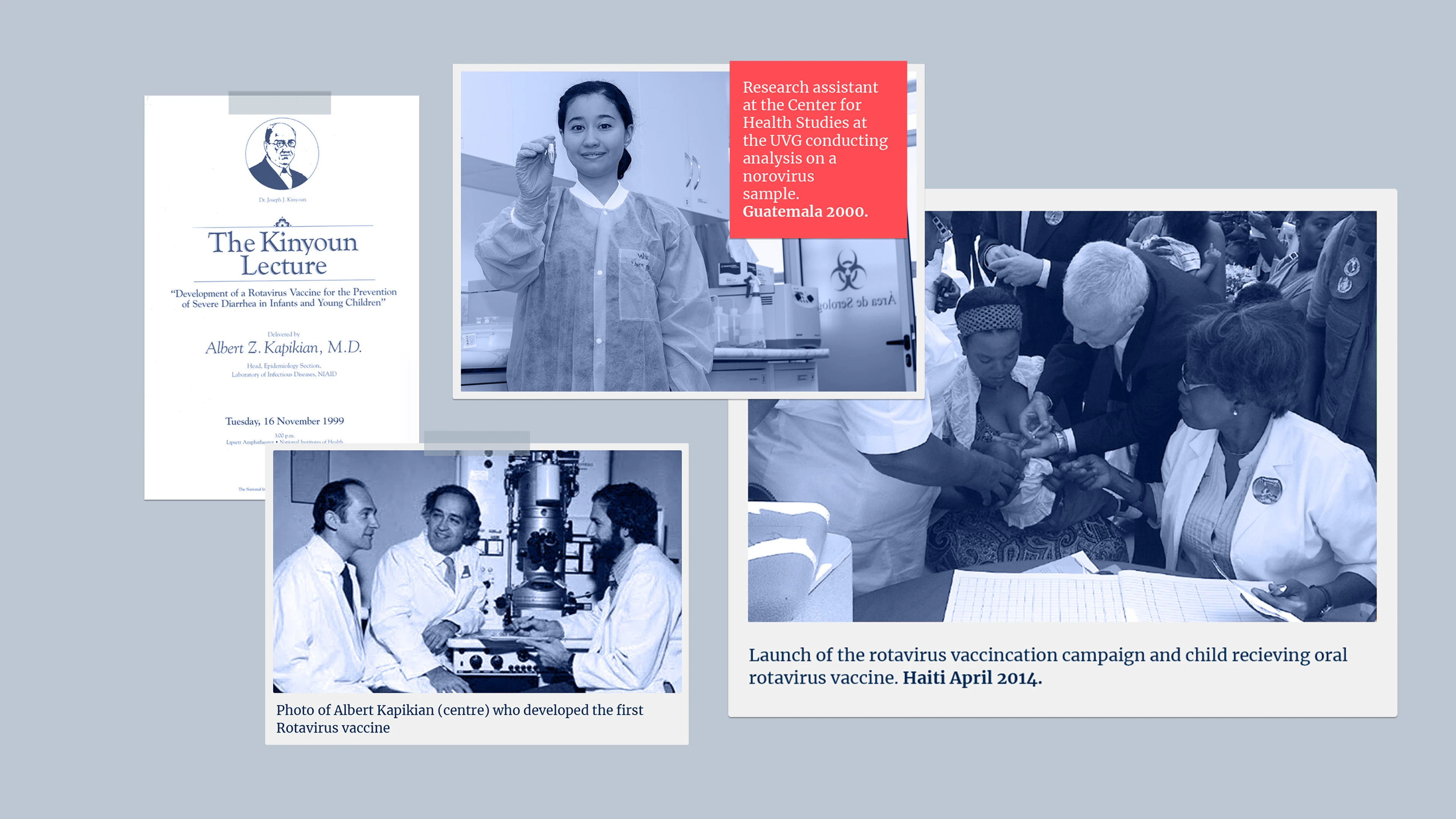 collage of photos about researchers and vaccinations